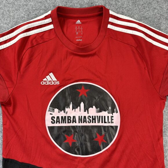 Adidas Samba Nashville Shirt Mens Small Red Black Soccer Jersey Climacool - Picture 2 of 8